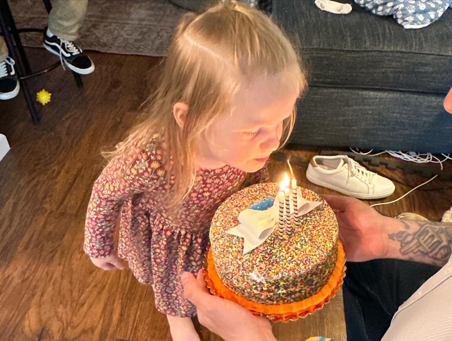 Daphne blowing out her birthday candles